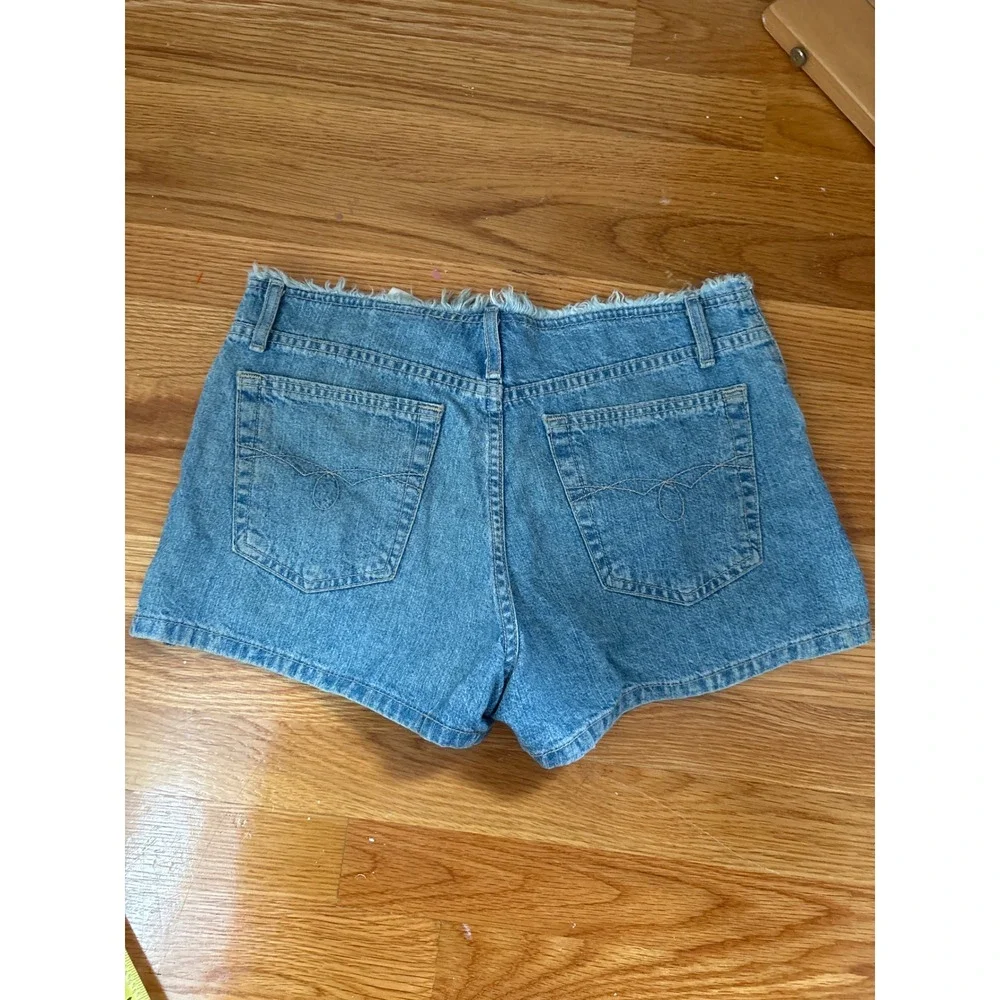 Paris Blues Originals Vintage Y2K Frayed Waist Denim Shorts Blue Size 5